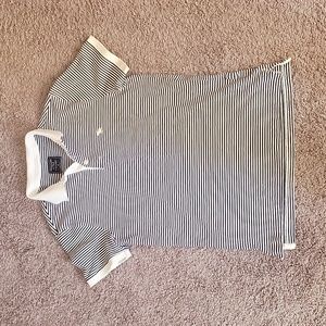 Abercrombie & Fitch White and Black Striped Polo M